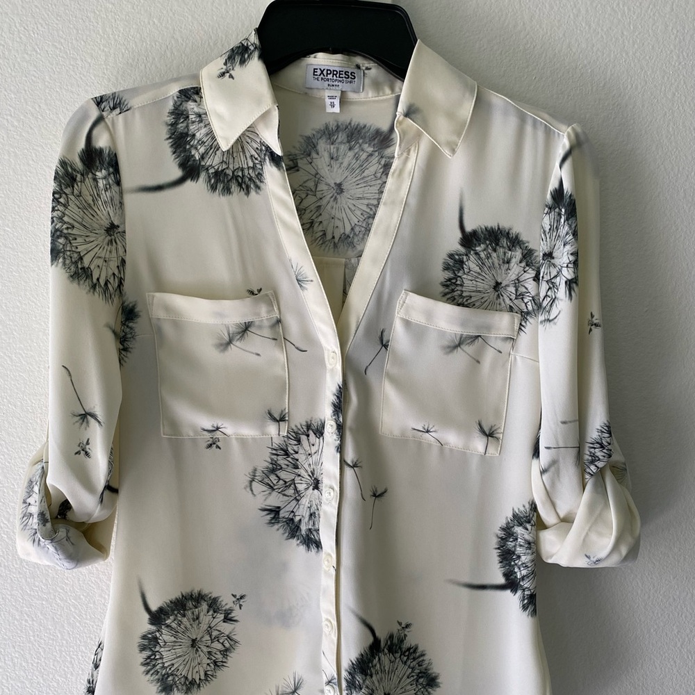 Express Women's White and Black Dandelion Blouse